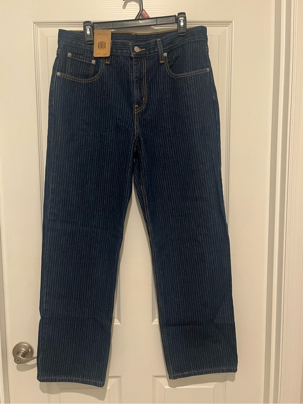 Women Dark Blue Pinstripe Jeans
